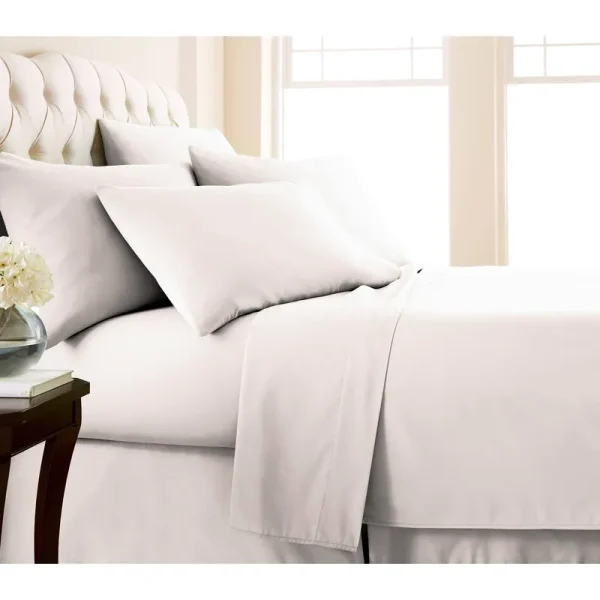 No-Slip Ultra-Soft Deep Pocket 6-Piece Bed Sheet Set - Queen - Bone