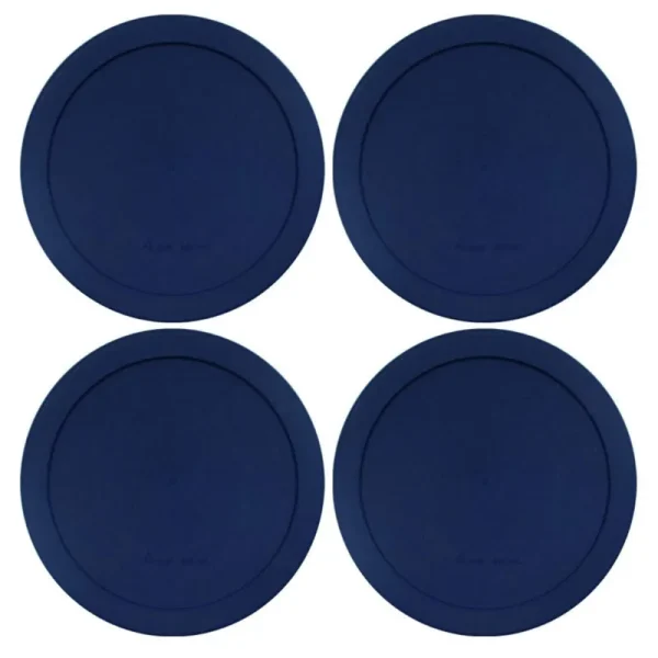 Wood Grip | Lids for Pyrex and Anchor Round Glass Containers | Lids for Pyrex Glass Containers | Replacement Lids (Blue, 4 Cups, 4 Pack)