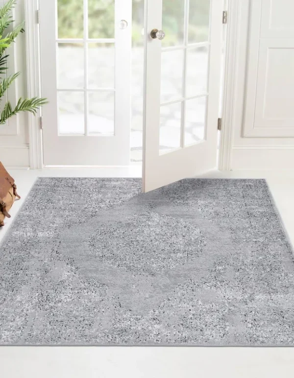Unique Loom 3147331 4 x 4 ft. Woodburn Portland Square Rug Light Gray