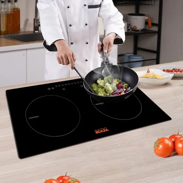 BENTISM 24 in Electric Cooktop 2 Burners Ceramic Glass Stove Top Touch Control