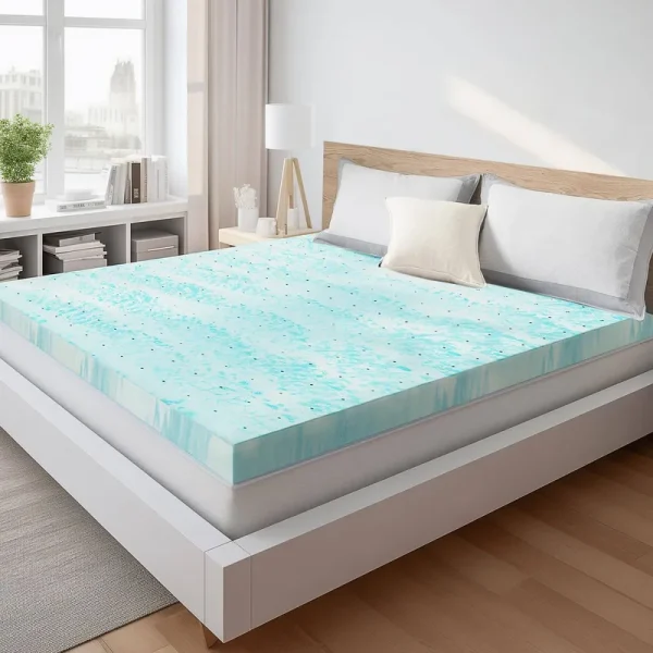 Smug Memory Foam Mattress Topper, 2 inch Thick Gel Infused Cooling Toppers Pad for Full Size Bed, Sleeper Sofa, RV, Camper, CertiPUR US Certified,
