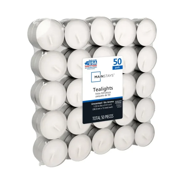 Mainstays Tealight Candle Pack, 50 Count, White