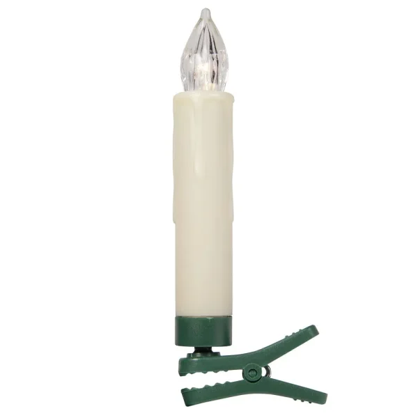 Set of 10 Flameless Electric LED Candles ÿ Clip-On Christmas Tree Lights ÿ Battery Operated, Remote Controlled, Dimmable, Flickering and Steady