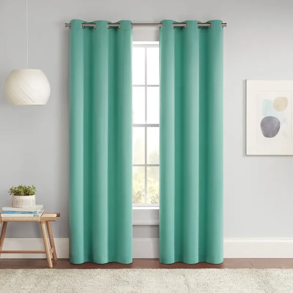 Eclipse Darrell Energy Saving Blackout Grommet Curtain Panel 63-In. Length, Mint
