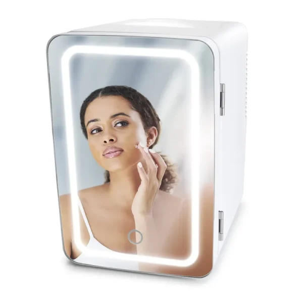 Personal Chiller K6202WH 6L Mini Fridge Beauty & Skincare Refrigerator, Glass Door, White, 10.6"x11.7"x7.7"