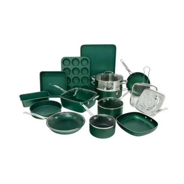 Granite Stone Diamond Titanium Diamond Infused Nonstick 20-Pc. Complete Cookware & Bakeware Set - Emerald Green