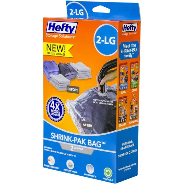 Hefty Shrink-Pak Vacuum Seal Bags, 2 Large Bags