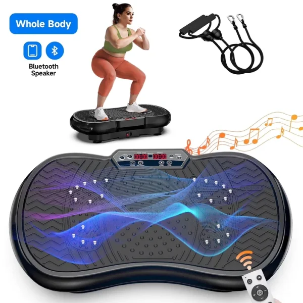 LNOW Full Body Vibration Plate Exercise Machine for Lymphatic Drainage, Muscle Toner with Bluetooth & Massage Pedals, Workout Vibration Platform for Home Fitness 400 lb