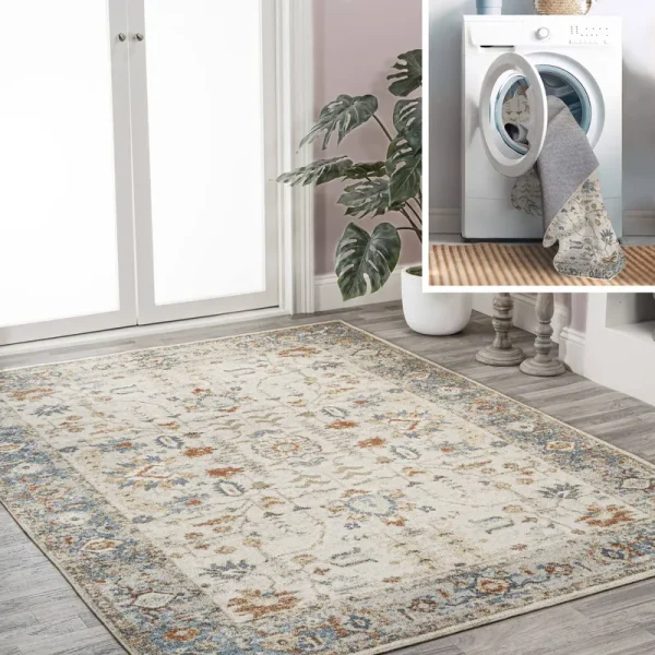 Jonathan Y Hiero Persian Border Low-Pile Machine-Washable CREAM/TERRA 4 ft. x 6 ft. Area Rug
