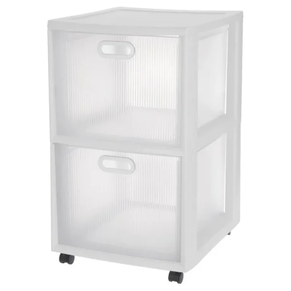 Sterilite Ultra 2-Drawer Storage Cart, White, 18" x 16" x 24.63"