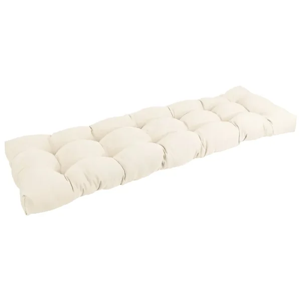 Blazing Needles 60 x 19 in. Tufted Solid Twill Bench Cushion Natural