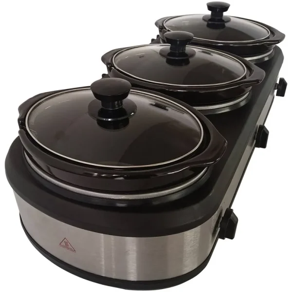 Frigidaire ESC3105-SS 420-Watt Triple Slow Cooker and Buffet Server with Three 2.5-Quart Ceramic Pots
