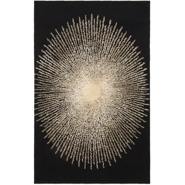 Orren Ellis Olivarria Hand-Tufted Black/Beige Area Rug, Size: Rectangle 2' x 3'