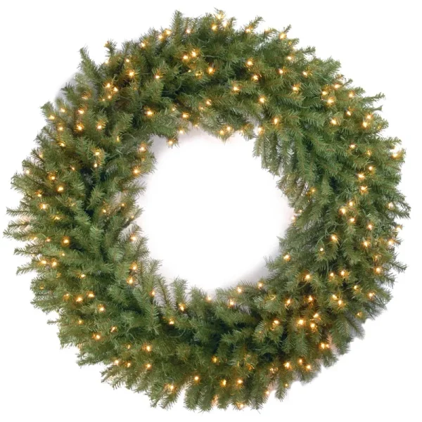 National Tree Norwood Fir Wreath with Clear Lights 48"