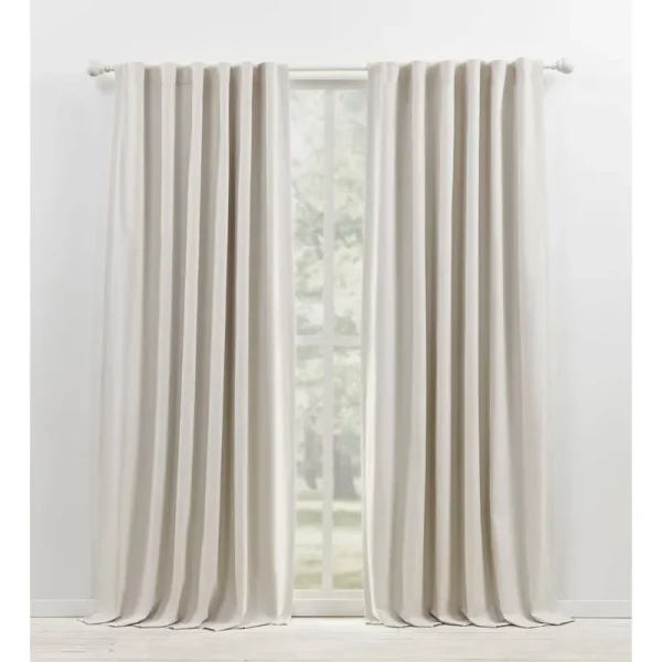 Lauren Ralph Lauren Sallie Blackout Heavy Cotton/Linen Blend with Lining Back Tab/Rod Pocket Curtain Off-White 54" W x 84" L