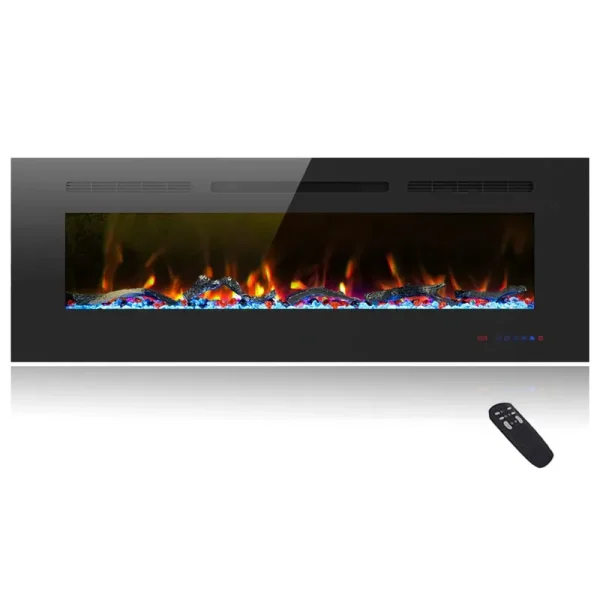 Cheerway 50 inch Electric Fireplace with Heater, Wall Mounted & Recessed Electric Fireplace Insert, Linear Wall Fireplace w/Thermostat, 13�G13 Flame