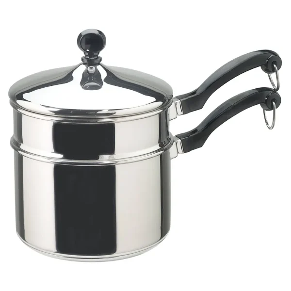 Farberware Classic Series Stainless Steel 2-Quart Covered Saucepan with Double Boiler Insert