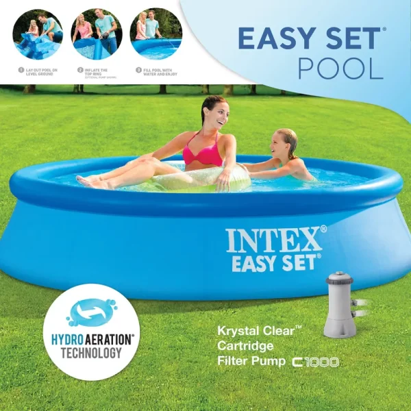 Intex 8 ft x 24 inch Easy Set Inflatable Outdoor Family Swimming Pool