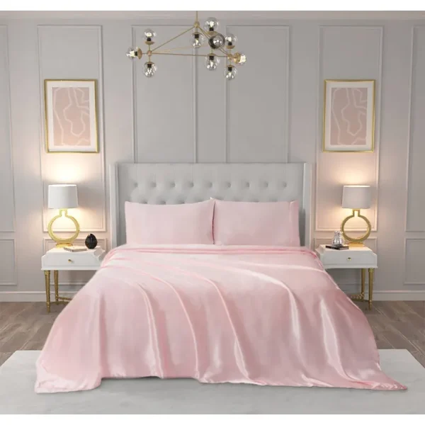 Juicy Couture Silky Satin Sheet Set - Pink - Twin