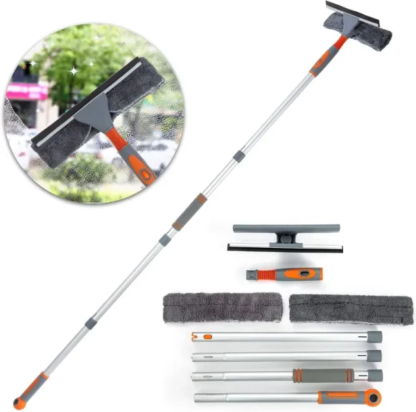 LOMIDA Professional Window Squeegee Cleaner, 2 in 1 Shower Squeegee with Extension Pole,Telescopic Window Washing
