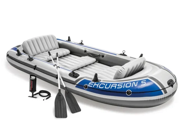 Intex Excursion 5, 5 - Person Inflatable Boat Set with Aluminum Oars and High O