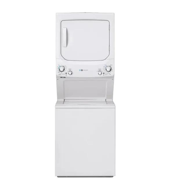 GE Unitized Spacemaker(R) ENERGY STAR(R) 3.9 Cu. Ft. Capacity Washer with Stainless Steel Basket and 5.9 Electric Dryer - GUD27EESNWW