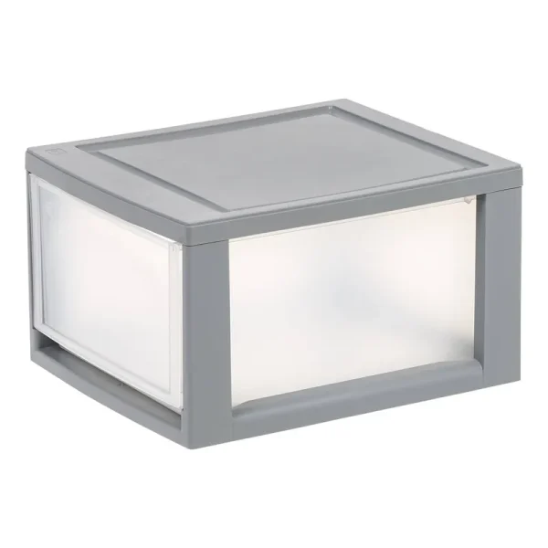 Iris USA Plastic Storage Modular Stacking Drawer - Elephant Gray - 14.5 qt