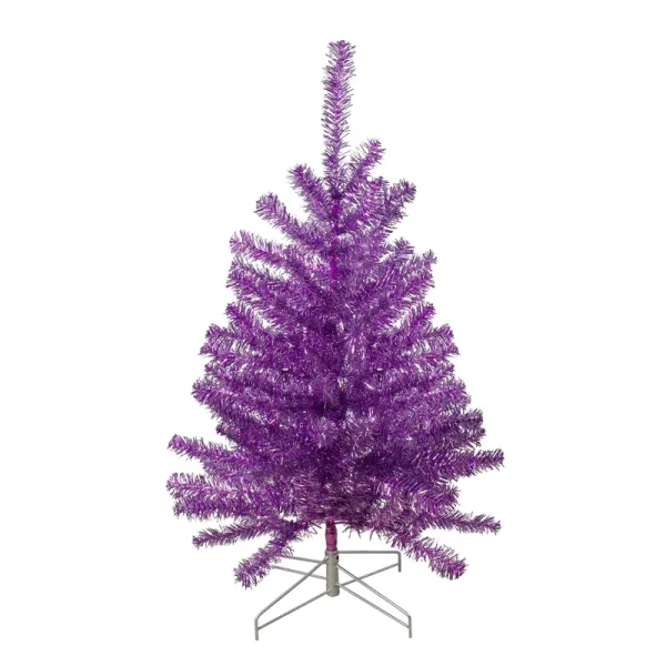 Northlight 3' Metallic Purple Tinsel Artificial Christmas Tree - Unlit