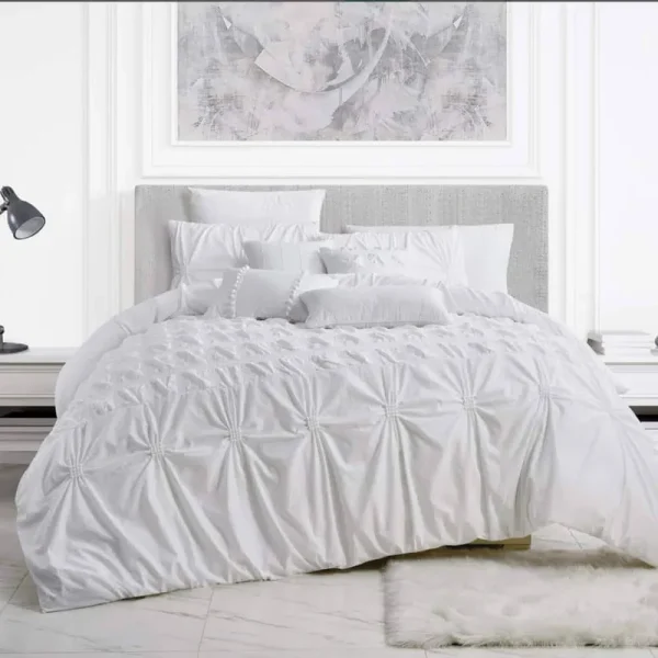 Jml 7-Piece White Microfiber Seersucker King Comforter Set