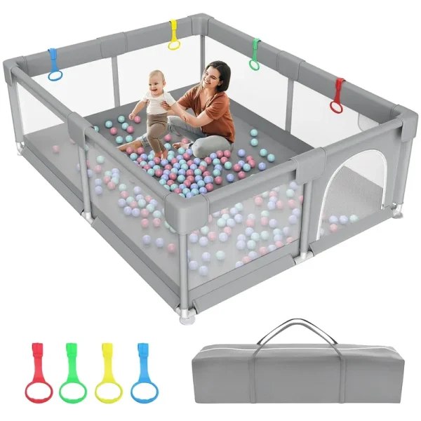 Zimmoo 79 ��71 Extra Large Baby Playpen with Zippered Door and Storage Bag