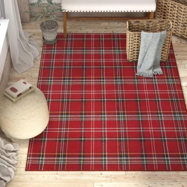Longmont Plaid Red Area Rug Laurel Foundry Modern Farmhouse Rug Size: Rectangle 5'3" x 7'3"