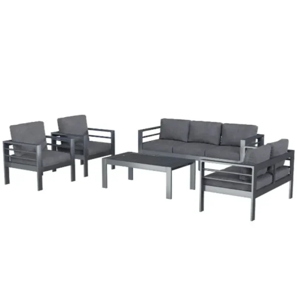 AECOJOY Aluminum Patio Furniture Set, 5 Pieces Outdoor Sectional Sofa Set, Dark Gray