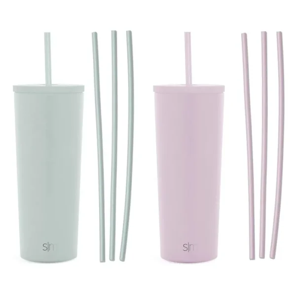 Simple Modern 2Pack 24oz Stainless Steel Classic with Six Bonus Straws (Sage & Lavender)
