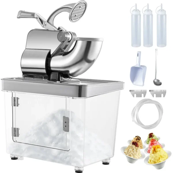 VEVOR Commercial Snow Cone Machine Ice Shaver Ice Crusher Ice Blender Dual Blades ETL