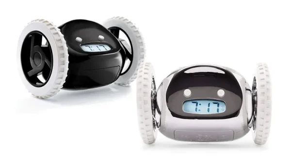 Clocky 2 Alarm Clock on Wheels (Authentic) | Extra Loud for Heavy Sleeper (Adult or Kid Bed-Room) Funny, Rolling, Run-away, Moving, Jumping (Black