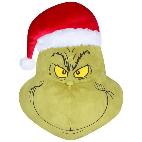 30 inch Season's Plush Greeters Hanging The Grinch with Red Santa Hat from Dr. Seuss The Grinch Christmas Decoration