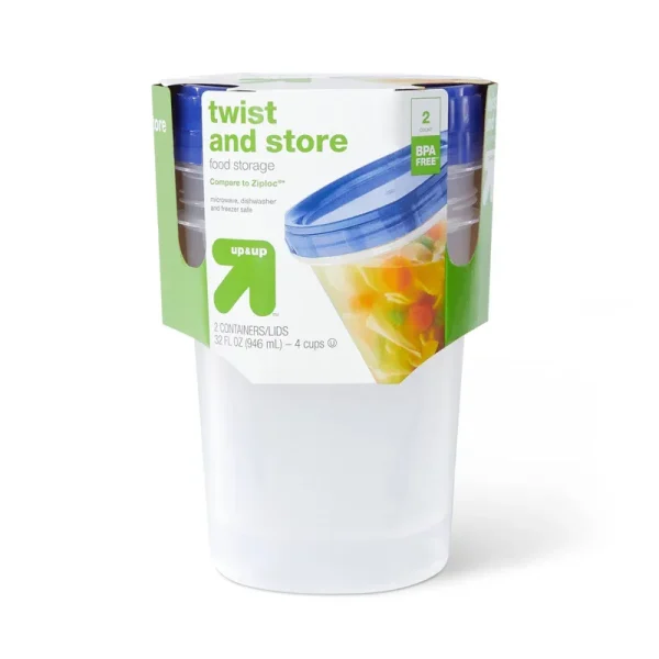 Twist and Store Large Round Food Storage Container - 2ct/32 fl oz - Up & Up