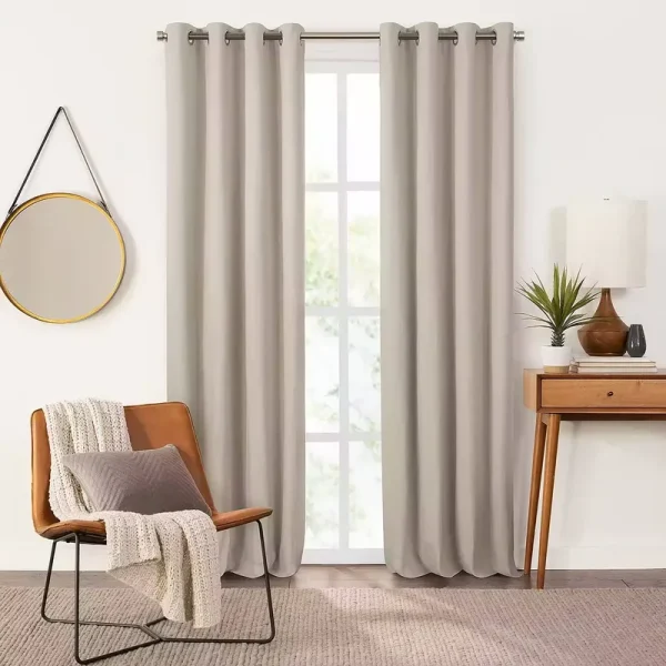 Fieldcrest Davina Energy Saving 100% Blackout Grommet Top Single Curtain Panel Brown