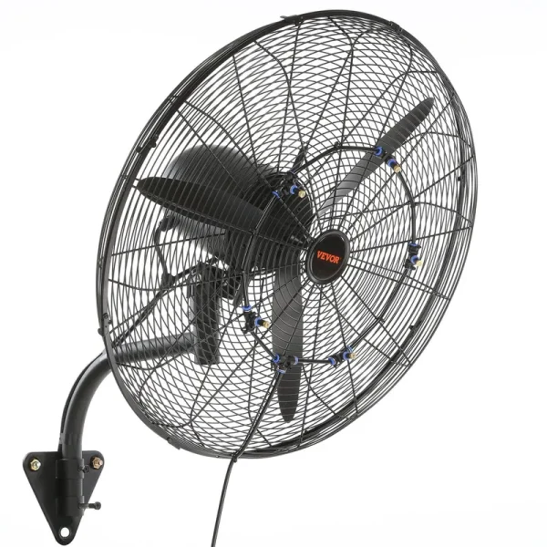 VEVOR Wall Mount Fan Commercial Misting Fan 24 inch 3-Speed High Velocity Max 7000 CFM Waterproof Oscillating Industrial Wall Fan