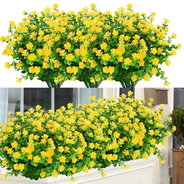 ArtBloom 24 Bundles Outdoor Artificial Flowers UV Resistant Fake Boxwood Plants, Faux Greenery for Indoor Outside Hanging Plants Garden Porch Window
