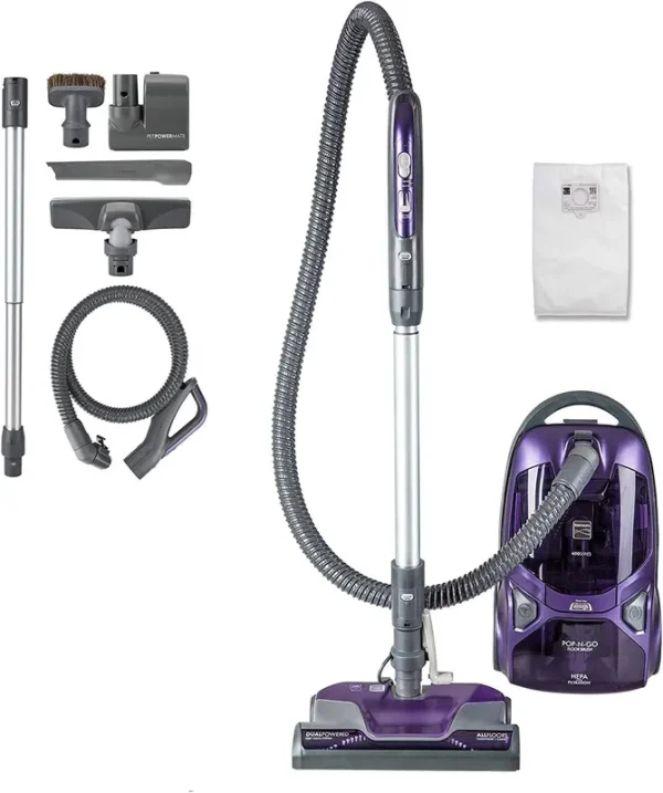 Kenmore 600 Series Friendly Lightweight Bagged Canister Vacuum with Pet PowerMate, Pop-N-Go Brush, 2 Motors, HEPA Filter, Purple