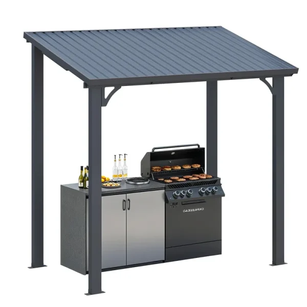 AECOJOY 8' x 5' Hardtop Gazebo Outdoor Pergola Lean to Metal Pergolas