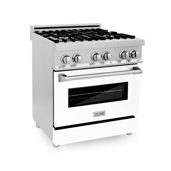 ZLINE 30 in. Professional Dual Fuel Range with White Matte Door
