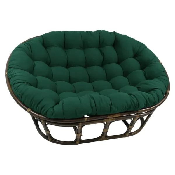 Blazing Needles 65 x 48 in. Solid Twill Double Papasan Cushion, Forest Green