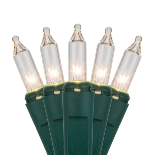 Kringle Traditions 100 Clear Mini Lights, Green Wire, 2.5" Spacing