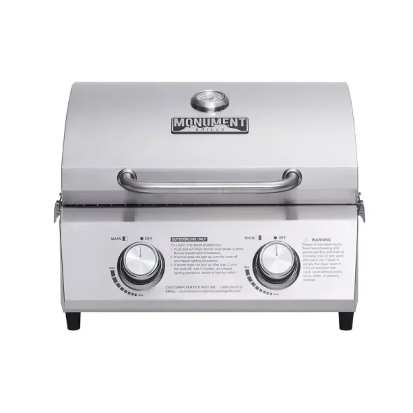 Monument Grills 2-Burner Portable Tabletop Propane Gas Grill in Stainless