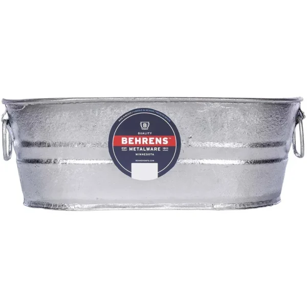 Behrens Hot Dipped Steel Oval Beverage Tub, Gray