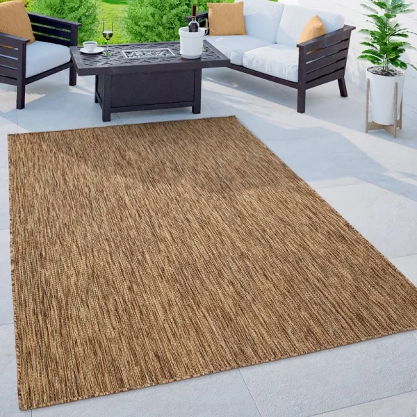 Paco Home Variegated Waterproof Outdoor Rug for Patio - 3'11" x 5'3" - Brown-Beige