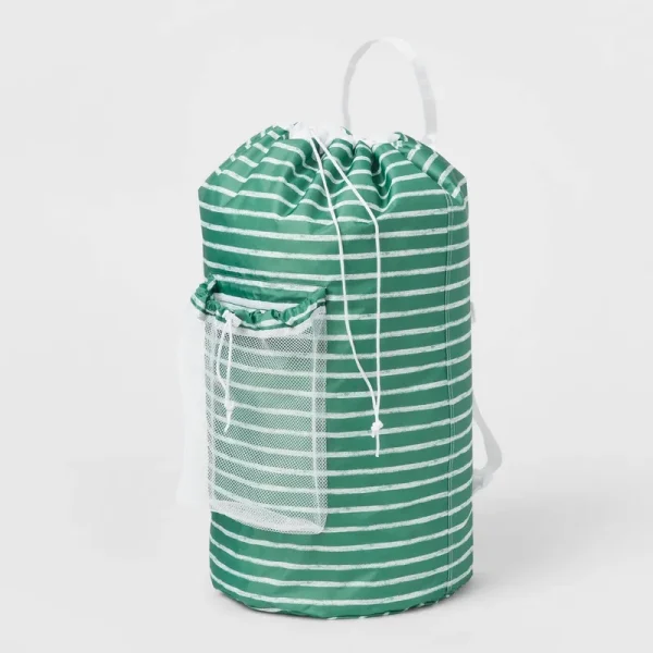Backpack Laundry Bag Textured Striped Green - Brightroom
