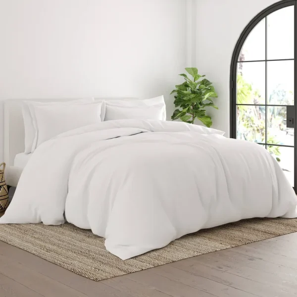 Merit Linens Ultra-Soft 3-Piece Duvet Cover Set King/California King- White